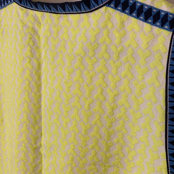 J. Crew neon yellow dress with blue ribbon trim - Picture 4 of 4